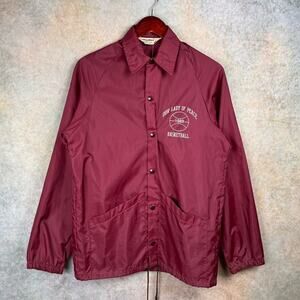 VTG 80s Basketball Windbreaker Jacket Sz S Maroon 1989 Our Lady of Peace Light